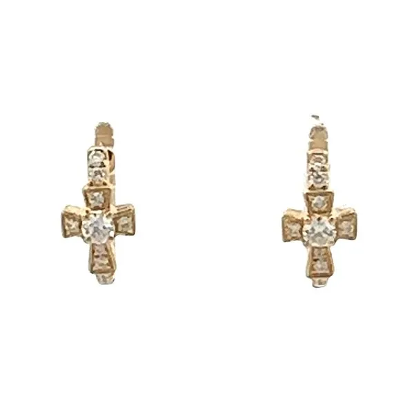 14KY Dia Cross Huggie Earrings Classic Creations In Diamonds & Gold Venice, FL