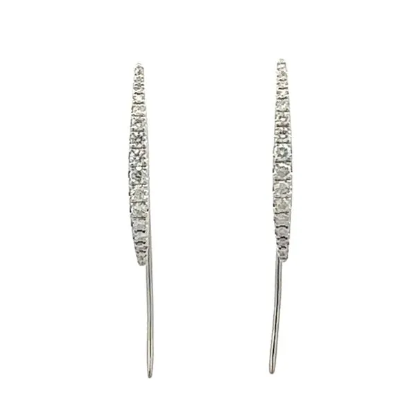 White Gold Diamond Drop Shepherds Hook Earrings Classic Creations In Diamonds & Gold Venice, FL