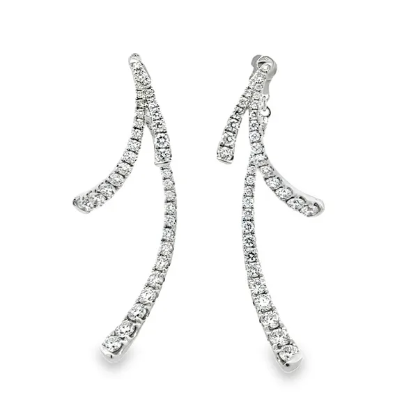 14K White Gold Pavè Diamond Bar Front And Back Dangle Earrings Classic Creations In Diamonds & Gold Venice, FL