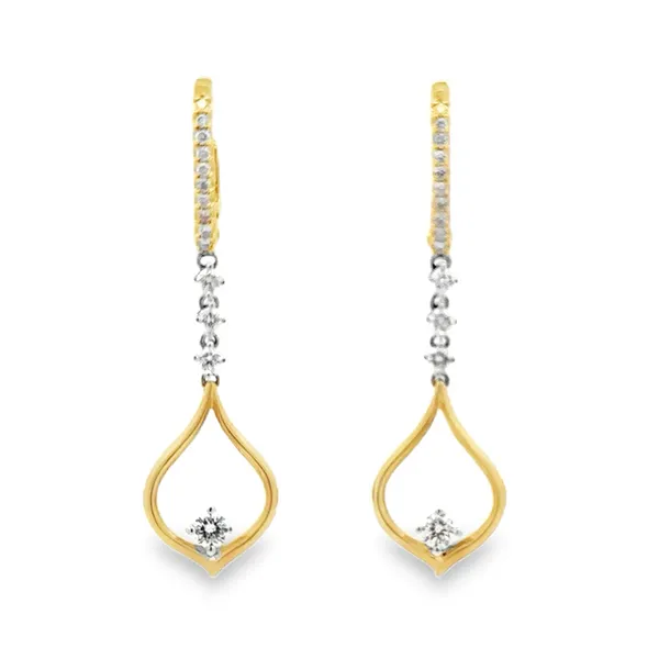 14K White And Yellow Gold Diamond Dangle Lever Back Earrings Classic Creations In Diamonds & Gold Venice, FL