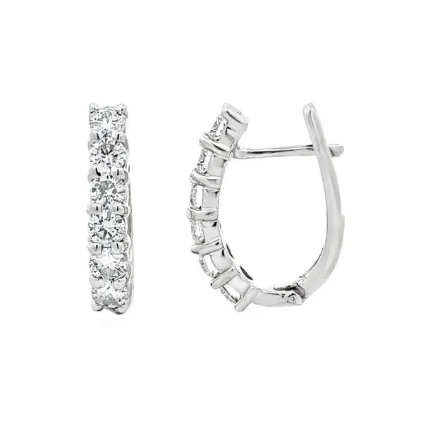 1.50ct. TW Shared Prong Diamond Hinged Hoop Earrings Classic Creations In Diamonds & Gold Venice, FL