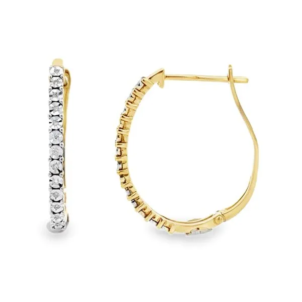 10K Yellow Gold Illusion Set Diamond Hoop Earrings Classic Creations In Diamonds & Gold Venice, FL