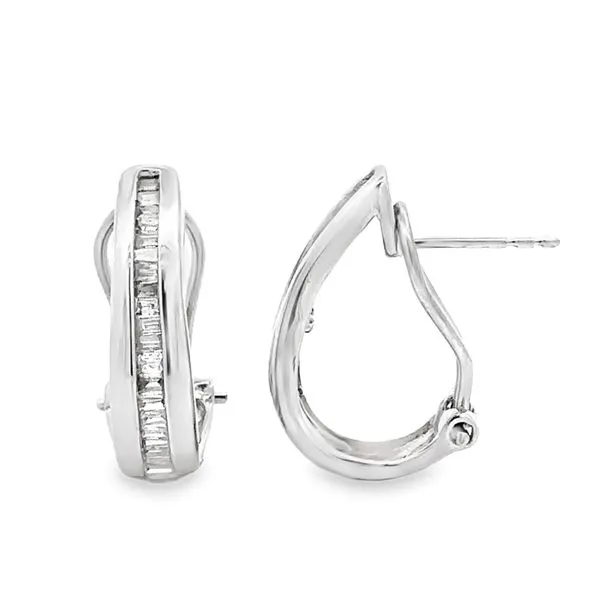 10K White Gold 1/2ct. Channel Set Baguette Diamond Omega Back 