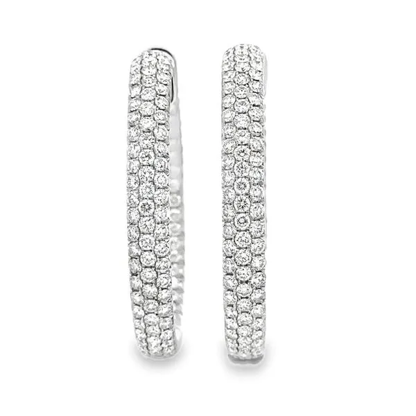 18K White Gold Pavè Diamond Inside-Out Hoop Earrings Image 2 Classic Creations In Diamonds & Gold Venice, FL