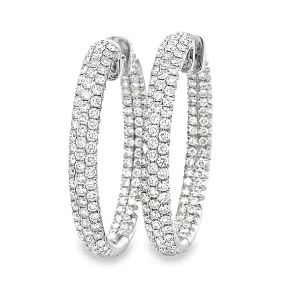 18K White Gold Pavè Diamond Inside-Out Hoop Earrings Classic Creations In Diamonds & Gold Venice, FL