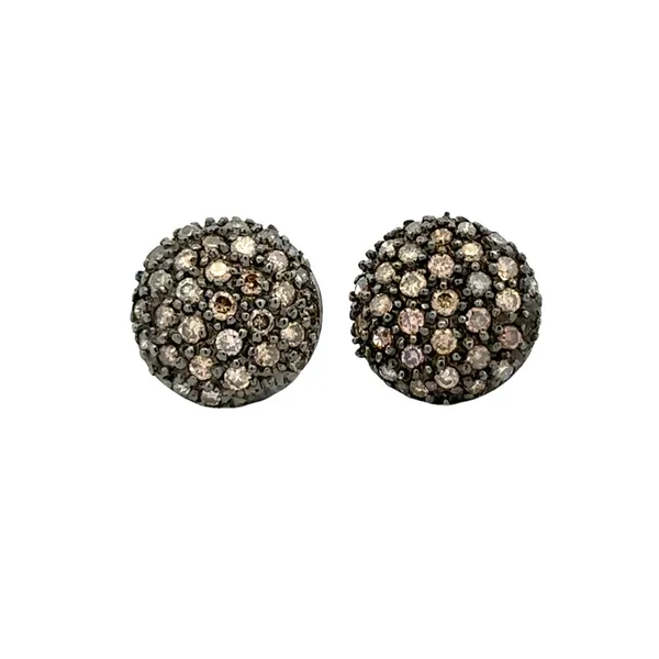 14K Black Rhodium And 1.50ct. Chocolate Diamond Cluster Stud Earrings Classic Creations In Diamonds & Gold Venice, FL