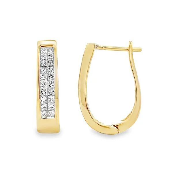 1.0ct. TW 14KY Invisibly Set Princess Cut Diamond Huggie Earrings Classic Creations In Diamonds & Gold Venice, FL