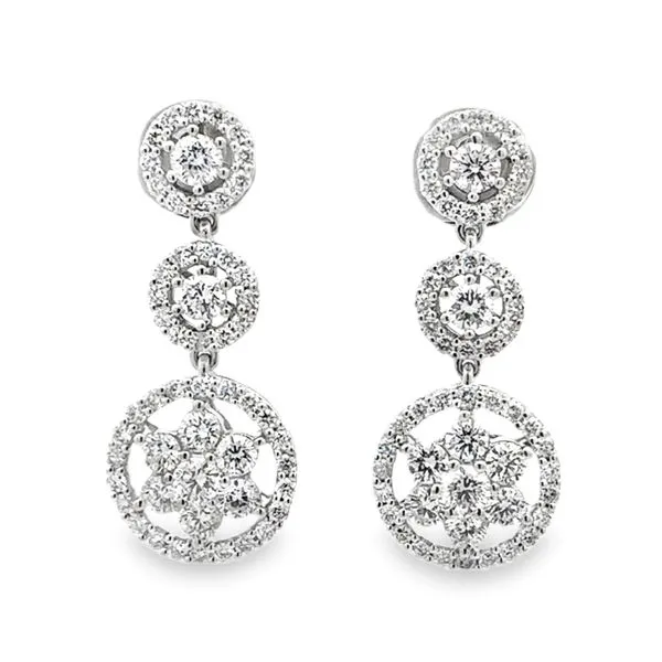 2.25ct. Triple Halo Diamond Dangling Earrings Classic Creations In Diamonds & Gold Venice, FL