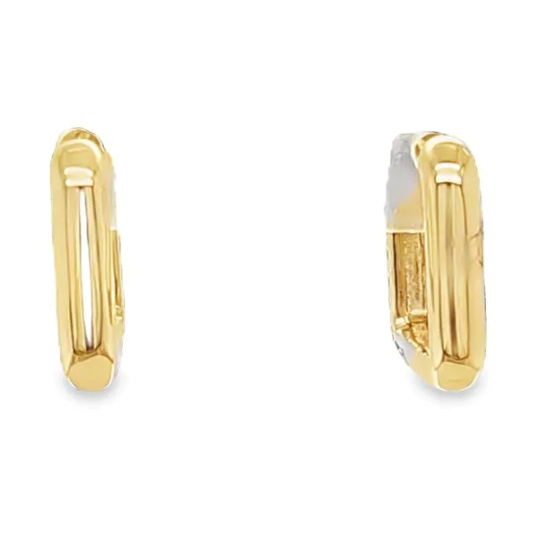 14K Yellow Gold Lab Grown Rectangular Pavè Diamond Hinged Reversible Hoop Earrings Image 2 Classic Creations In Diamonds & Gold Venice, FL