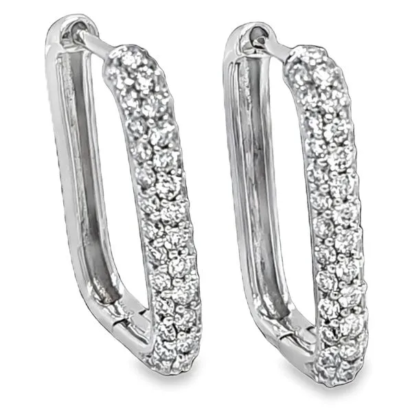 14K White Gold Lab Grown Rectangular Pavè Diamond  Hinged Hoop Earrings Classic Creations In Diamonds & Gold Venice, FL
