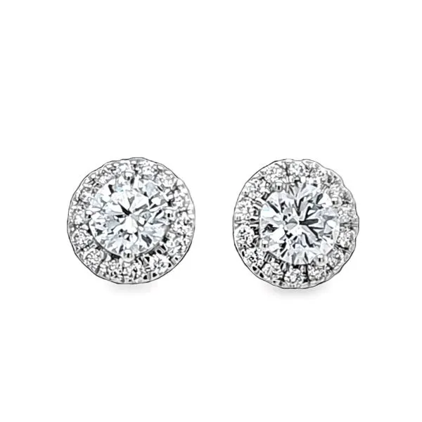 14K White Gold Lab Grown .77ct. Diamond Halo Stud Earrings Classic Creations In Diamonds & Gold Venice, FL