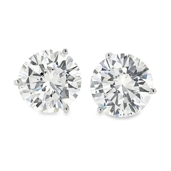 14K White Gold Round Brilliant Cut 3 Prong Martini Stud Earrings with Locking Backs Classic Creations In Diamonds & Gold Venice, FL