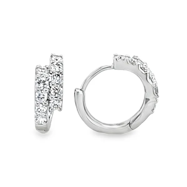 14K White Gold Diamond Bypass Huggie Earrings – 0.37ct TW, 10.5mm Sparkling Hoops Classic Creations In Diamonds & Gold Venice, FL