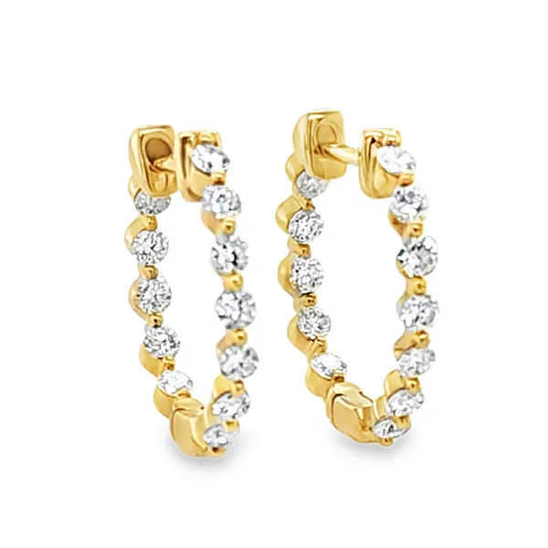 14K Yellow Gold Inside-Out Diamond Hinged Hoop Earrings – 0.81ct TW, 16.1mm Classic Creations In Diamonds & Gold Venice, FL