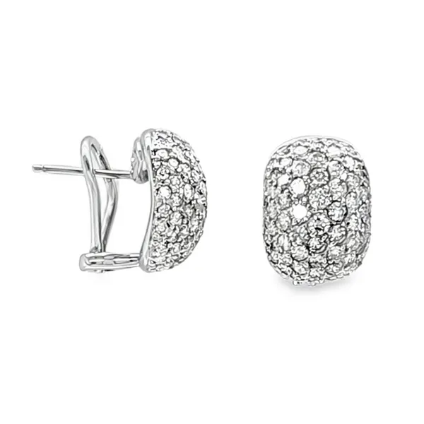 18K White Gold Pave Diamond Dome Omega Back Earrings – 3.10ct TW Classic Creations In Diamonds & Gold Venice, FL