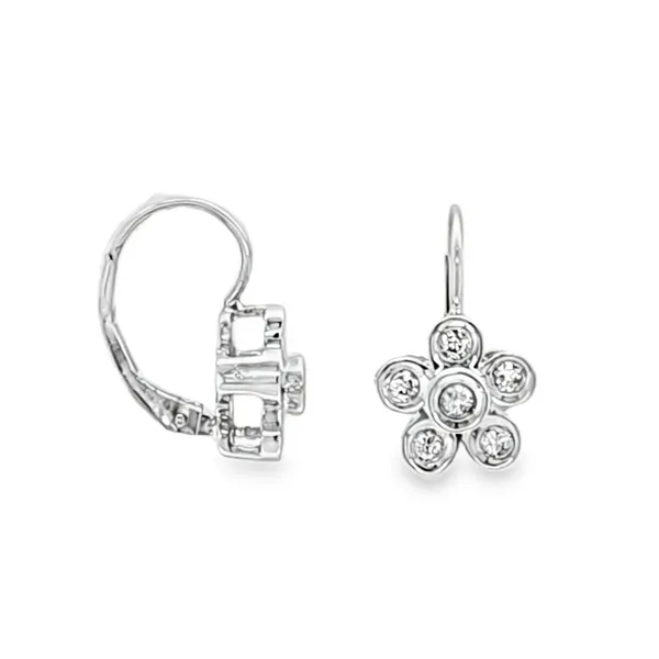 14K White Gold Diamond Flower Lever Back Earrings – 0.36ct TW Classic Creations In Diamonds & Gold Venice, FL