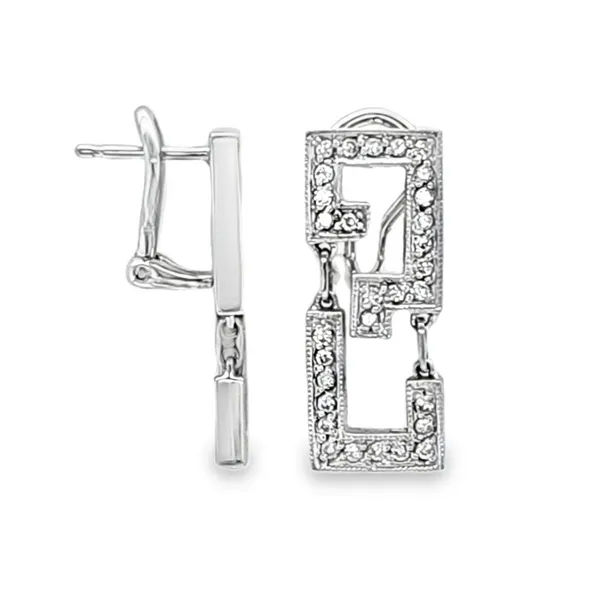 14K White Gold Pave Diamond Geometric Dangling Omega Back Earrings – 0.45ct TW Classic Creations In Diamonds & Gold Venice, FL