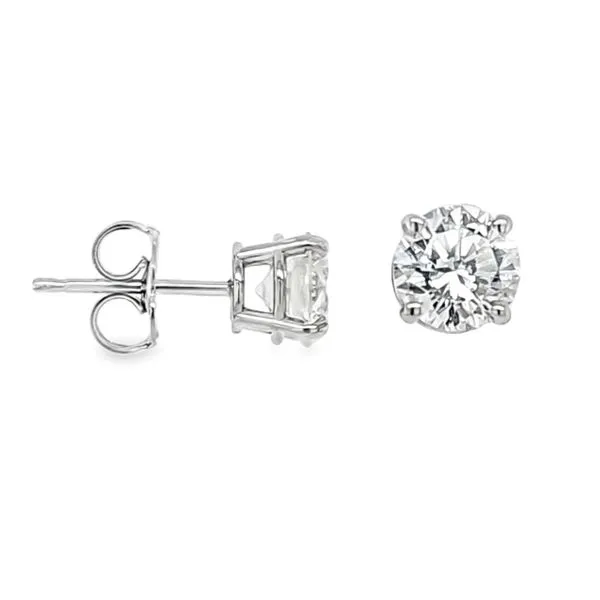 14K White Gold Round Brilliant Cut Diamond Stud Earrings Basket Settings 1.25ct. T.W. L-M/VS-1 Classic Creations In Diamonds & Gold Venice, FL