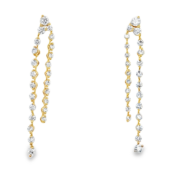 14K Yellow Gold Two Row Round Diamond Chandelier Earrings | 0.95 CTW Classic Creations In Diamonds & Gold Venice, FL