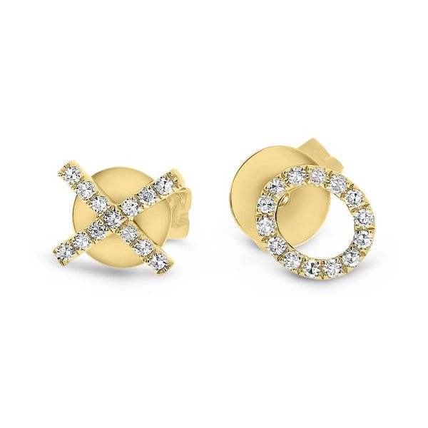R and J 14K Yellow Gold Diamond XO Stud Earrings 0.09 CT | 0.6 DWT Image 2 Classic Creations In Diamonds & Gold Venice, FL