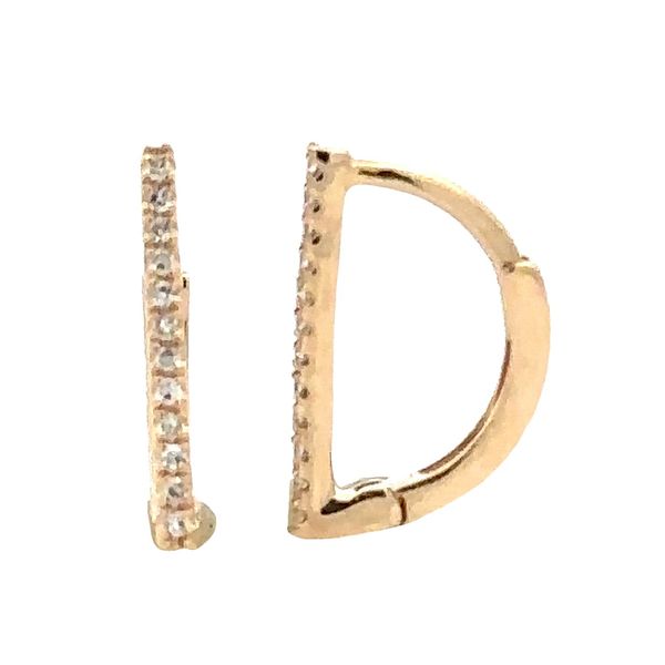 14K Yellow Gold Micro Pave Diamond Vertical Huggie Earrings | 0.05 CT | 0.6 DWT Classic Creations In Diamonds & Gold Venice, FL