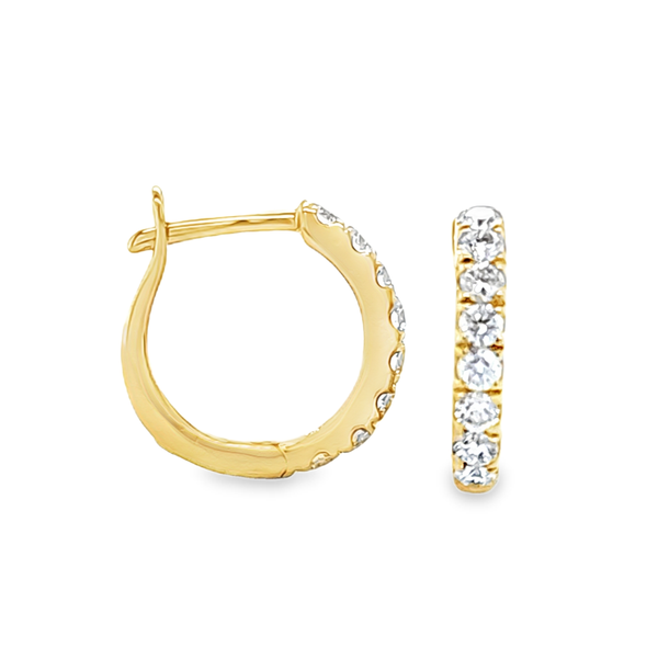 14K Yellow Gold Diamond Huggie Earrings .34ct | Everyday Hoops Classic Creations In Diamonds & Gold Venice, FL