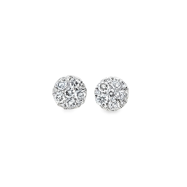 10K White Gold Invisible Set Diamond Cluster Stud Earrings 0.94 CTW Image 2 Classic Creations In Diamonds & Gold Venice, FL