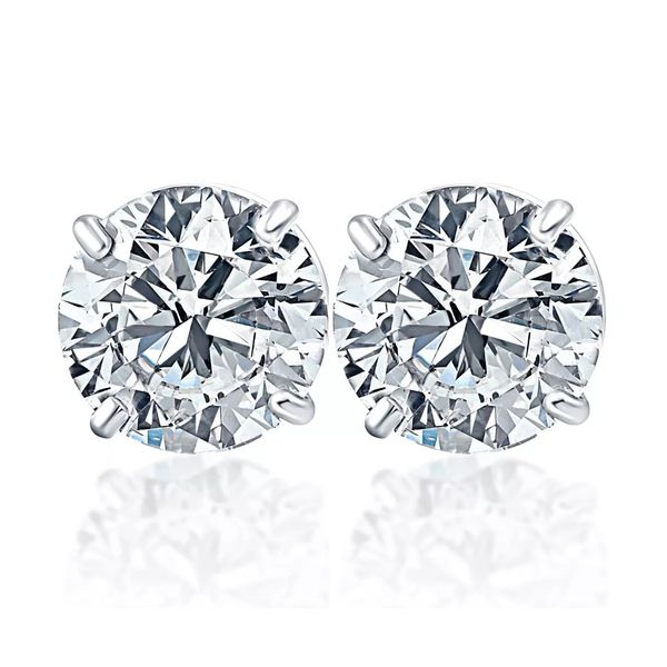 14K White Gold Round Brilliant Diamond Stud Earrings 0.49 CTW Classic Creations In Diamonds & Gold Venice, FL