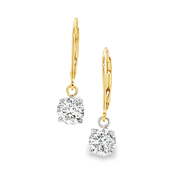 14K Two Tone Round Brilliant Diamond Stud Dangle Earrings 2.05 CTW Classic Creations In Diamonds & Gold Venice, FL