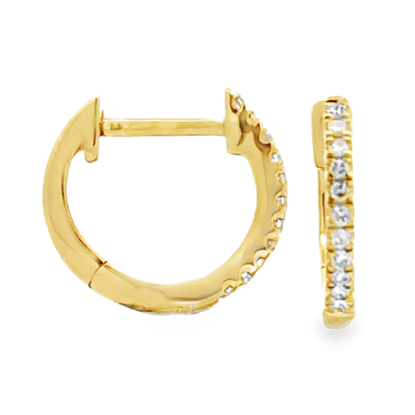 14K Yellow Gold Micro Pave Diamond Huggie Earrings 0.07 CTW Classic Creations In Diamonds & Gold Venice, FL
