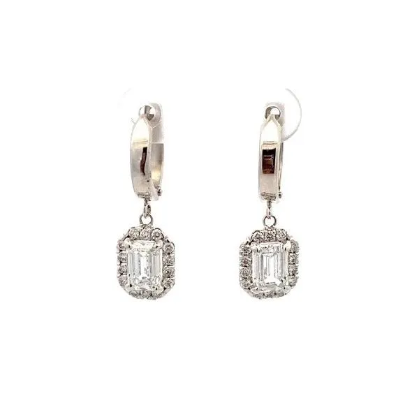 2.60ct. TW Emerald Cut Diamond Halo Dangle Earrings Classic Creations In Diamonds & Gold Venice, FL