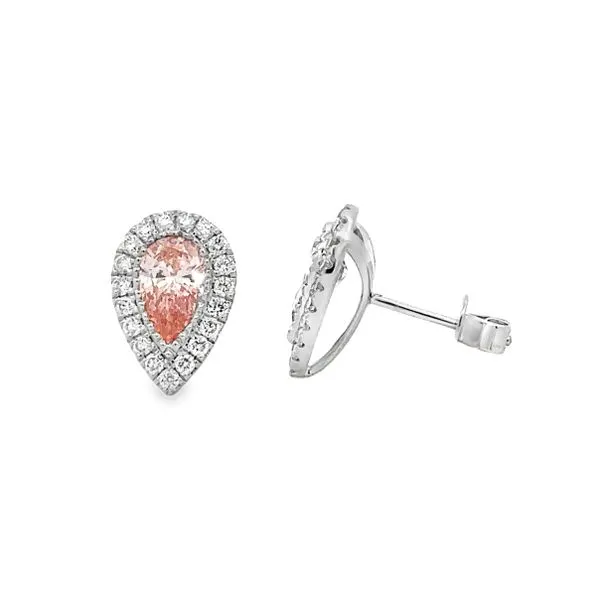 Pink Diamond Halo Stud Earrings Lab Grown Image 2 Classic Creations In Diamonds & Gold Venice, FL