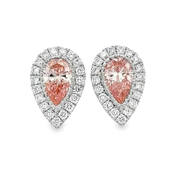Pink Diamond Halo Stud Earrings Lab Grown Classic Creations In Diamonds & Gold Venice, FL