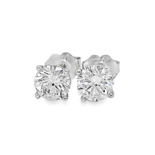 14K White Gold Round Brilliant Cut Four Prong Martini Setting 1.75ct. Lab Grown Diamond Stud Earrings Classic Creations In Diamonds & Gold Venice, FL