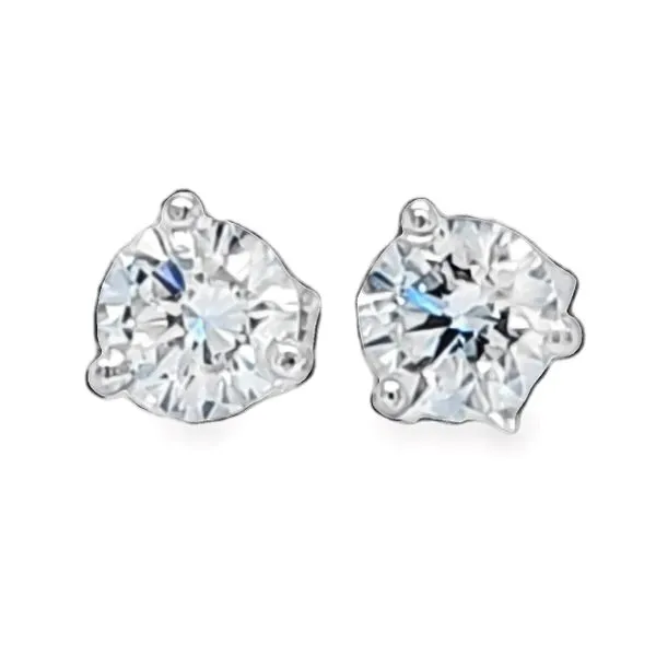 14K White Gold Lab Grown Round Brilliant Cut 1.15ct. Diamond Stud Earrings In Three Prong Martini Setting Classic Creations In Diamonds & Gold Venice, FL