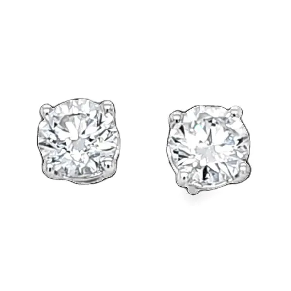 14K White Gold Lab Grown Round Brilliant Cut 1.47ct. Diamond Stud Earrings In Four Prong Basket Setting Classic Creations In Diamonds & Gold Venice, FL