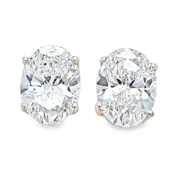 14K Yellow Gold Lab Grown Oval 6.09ct. Diamond Stud Earrings In Four Prong Basket Setting Classic Creations In Diamonds & Gold Venice, FL