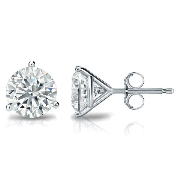 14K White Gold Lab Grown 1.44ct. Diamond Stud Earrings In Three Prong Martini Setting Classic Creations In Diamonds & Gold Venice, FL