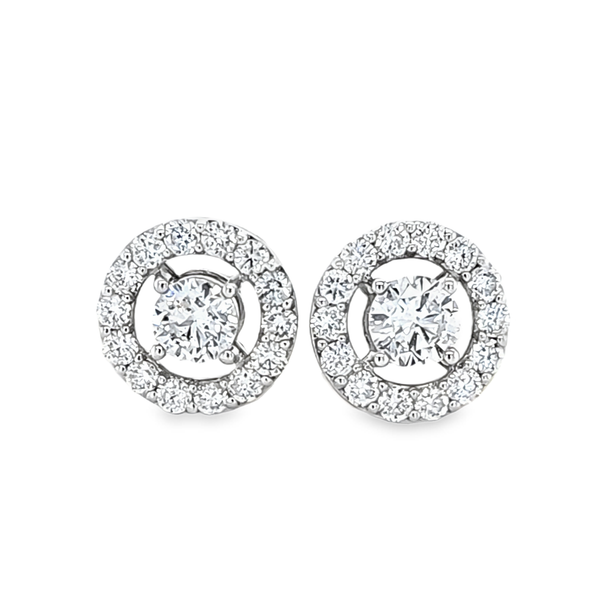 Lab Grown 14K White Gold Diamond Halo Stud Earrings 1.54 CTW Classic Creations In Diamonds & Gold Venice, FL