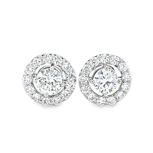 Lab Grown 14K White Gold Diamond Halo Stud Earrings 1.69 CTW Classic Creations In Diamonds & Gold Venice, FL