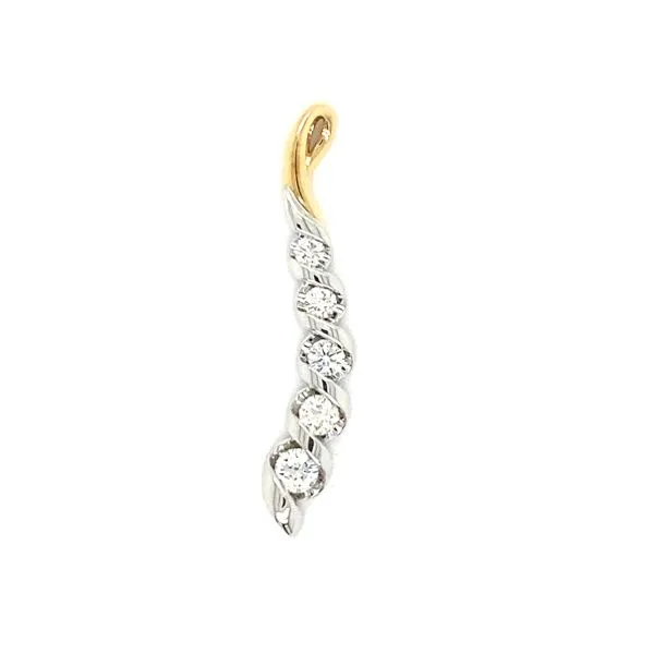 14K White And Yellow Gold Round Brilliant Cut Diamond Journey Pendant Classic Creations In Diamonds & Gold Venice, FL