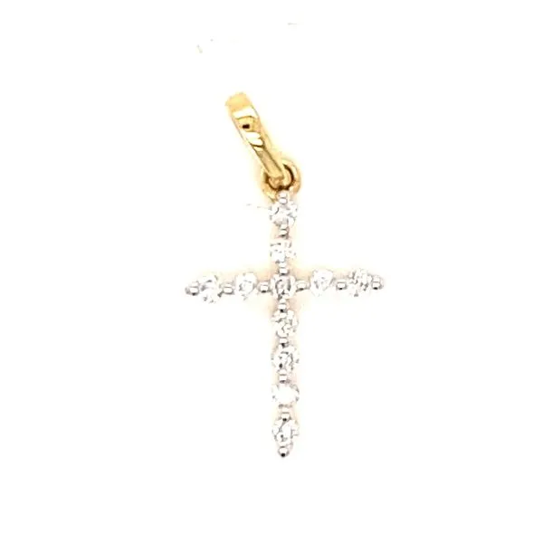14K Small Diamond Cross Pendant Classic Creations In Diamonds & Gold Venice, FL