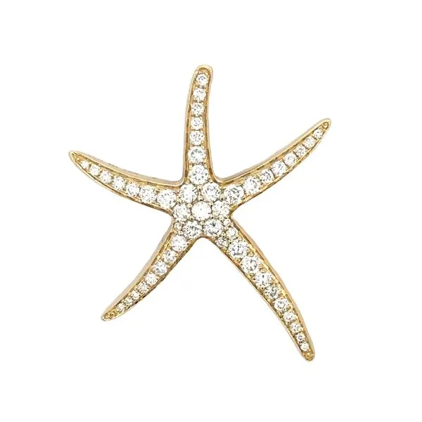 14K Yellow Gold Pavè Diamond Starfish Pendant 1.25