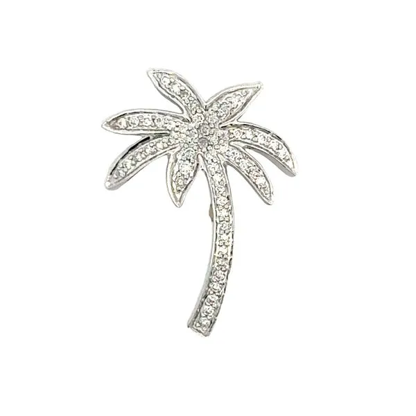 14K White Gold Pavè Diamond Palm Tree Pendant Classic Creations In Diamonds & Gold Venice, FL