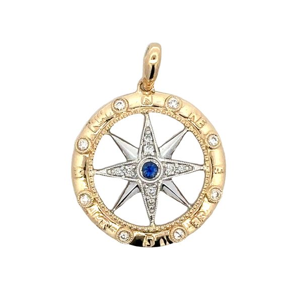 Sapphire & Diamond Compass Pendant Classic Creations In Diamonds & Gold Venice, FL