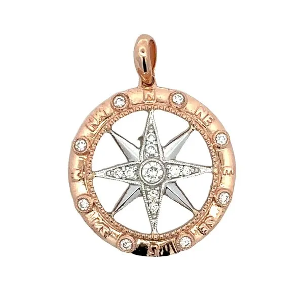 14K Rose & White Gold DIamond Compass Pendant Classic Creations In Diamonds & Gold Venice, FL
