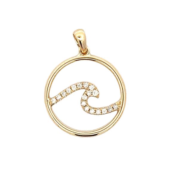 Diamond Encrusted Wave Pendant Classic Creations In Diamonds & Gold Venice, FL