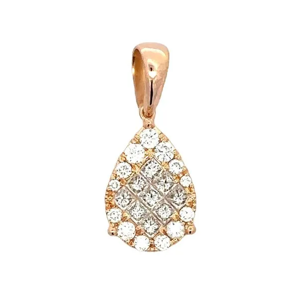 Invisibly Set Princess Cut & Pave' Diamond Teardrop Pendant Classic Creations In Diamonds & Gold Venice, FL