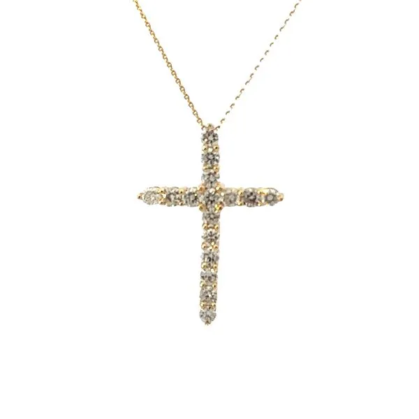 Shared Prong Diamond Cross Pendant Classic Creations In Diamonds & Gold Venice, FL