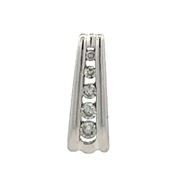 10K White Gold Round Brilliant Cut Vertical Channel Set Diamond Pendant Classic Creations In Diamonds & Gold Venice, FL